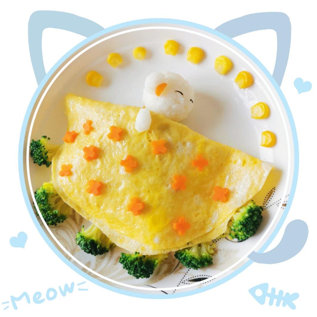 午睡的熊宝宝蛋包饭