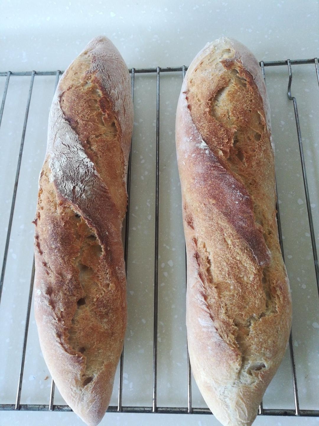 黑麦老面法棍（附家庭烤箱自制蒸汽大法对比）