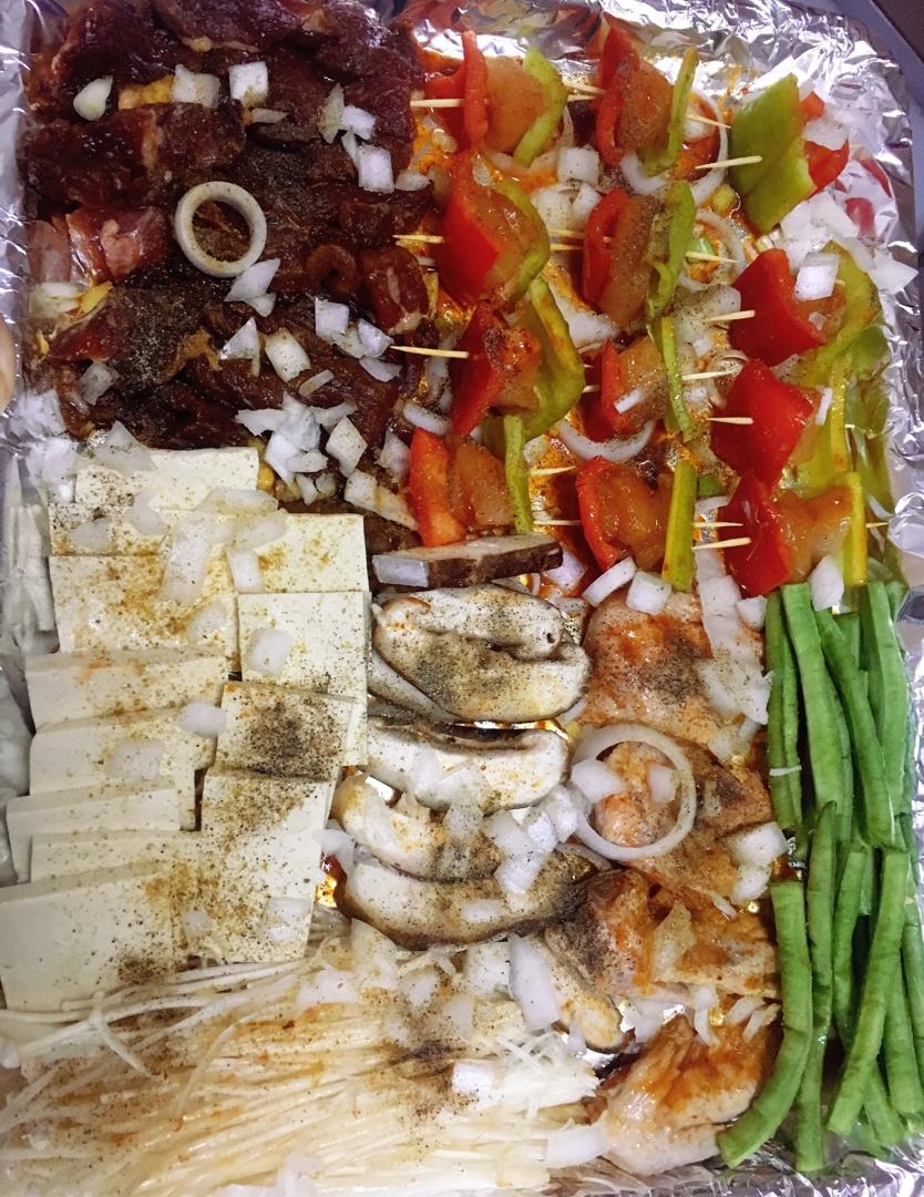 家庭版烧烤♨️孜然烤虾鸡胸肉（烤箱健康版）