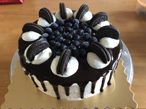 蓝莓甘纳许淋面八寸蛋糕装饰的做法 步骤6