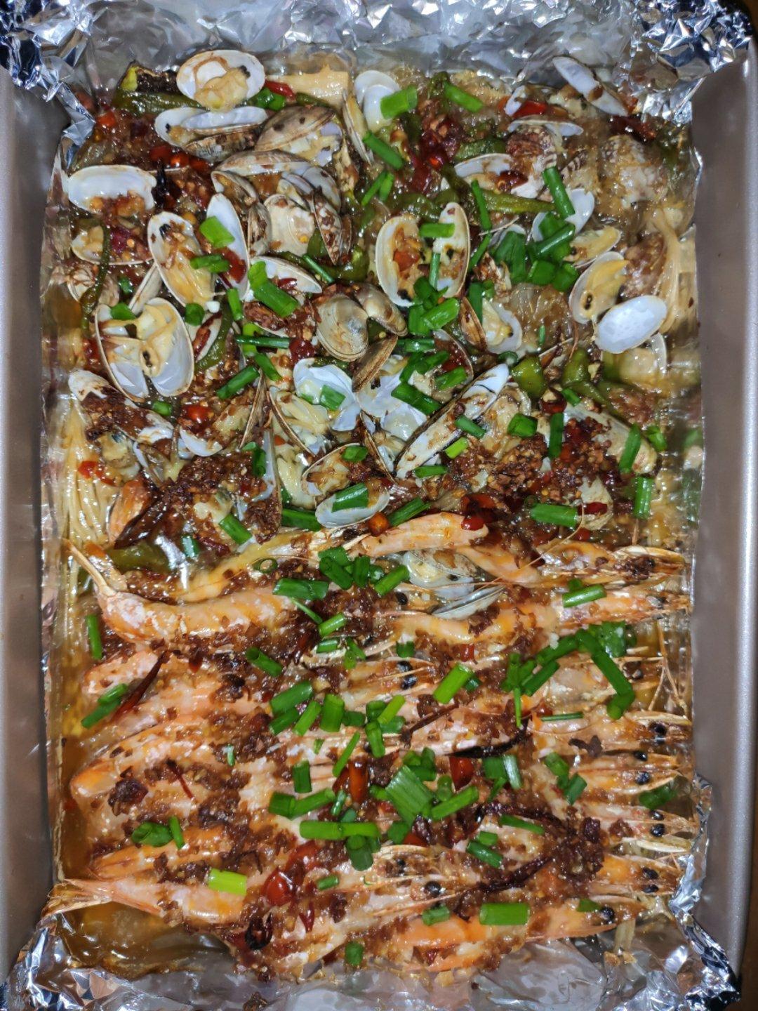 蒜蓉粉丝烤花蛤虾（烤箱版）