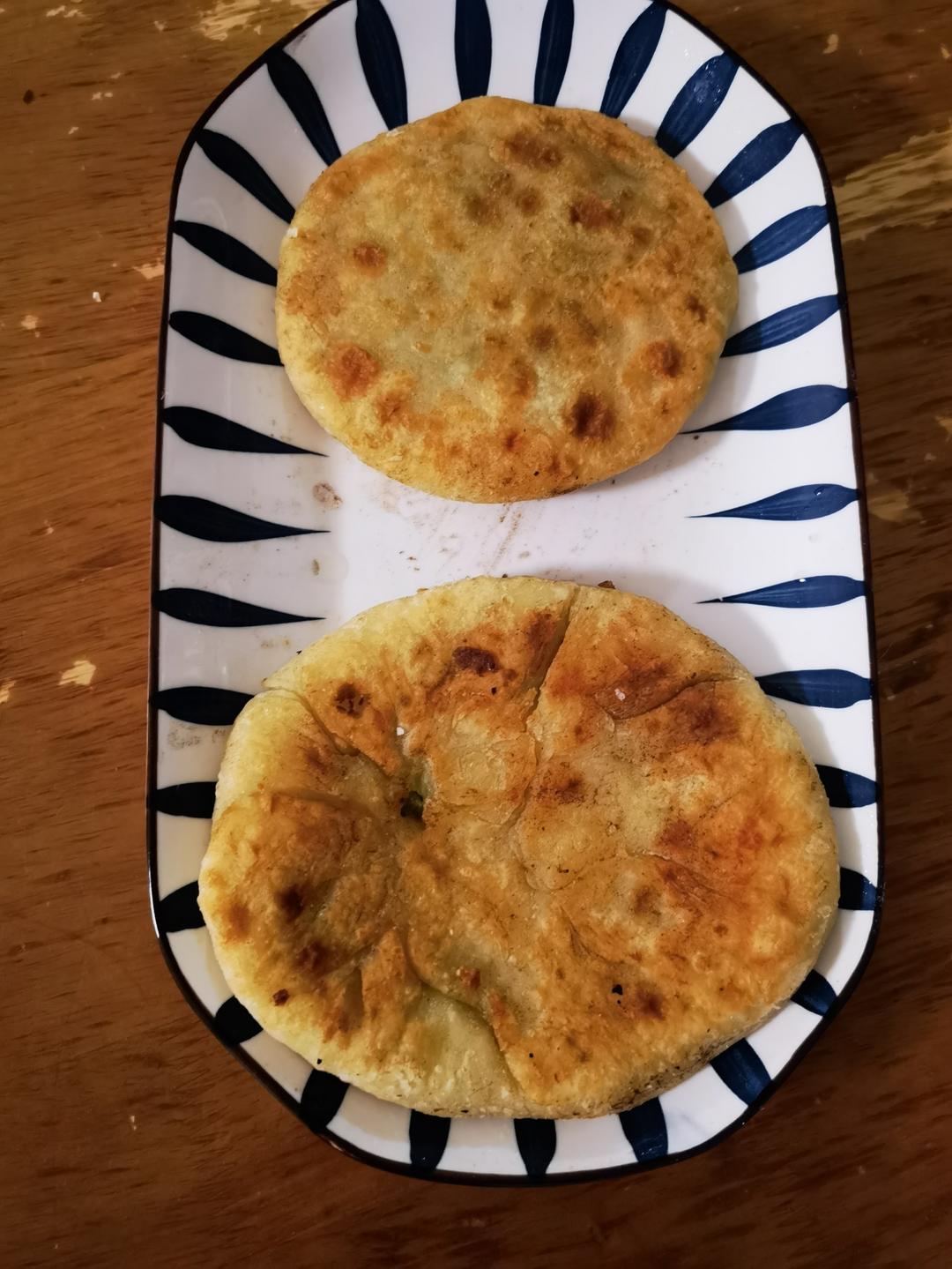 西葫芦鸡蛋虾仁馅饼（不用手和面）