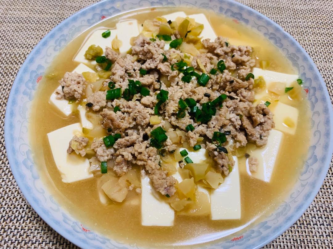 榨菜肉末蒸豆腐