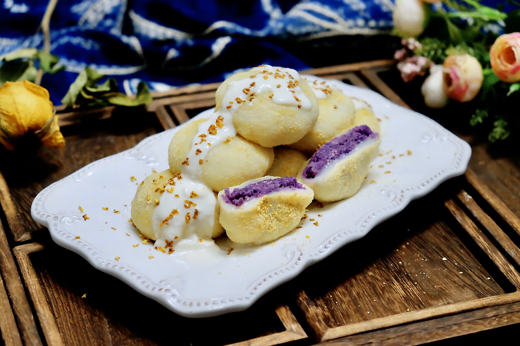 酸奶桂花紫薯糍粑的做法