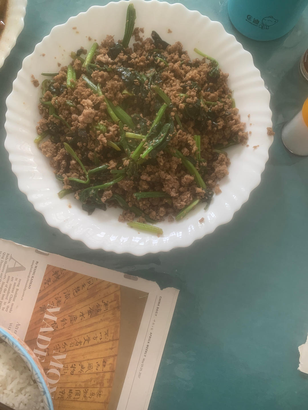 【快手】菠菜炒肉末