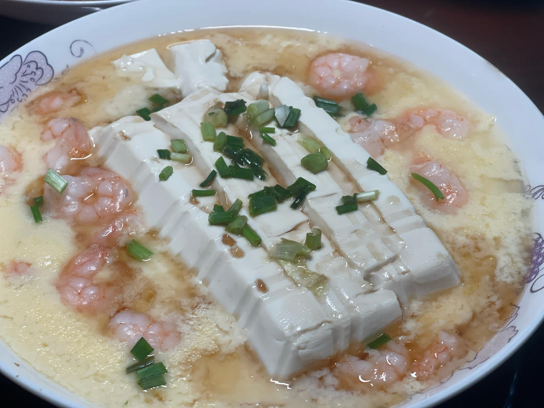 虾仁豆腐蒸水蛋