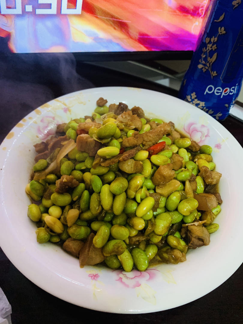 毛豆炒肉（超简单）