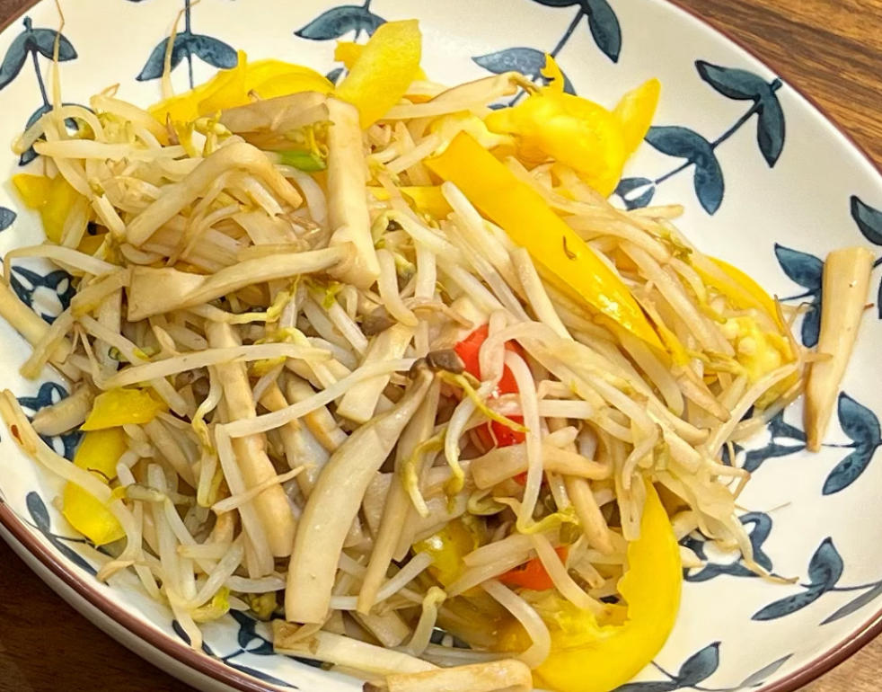 彩椒杏鲍菇炒豆芽