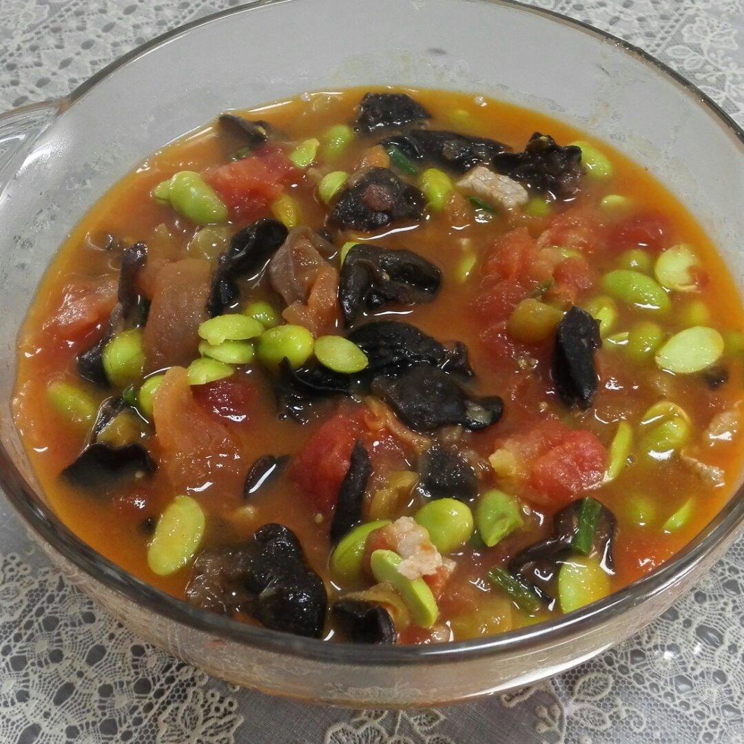 肉末番茄烧毛豆