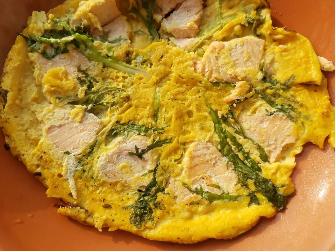 日式三文鱼芝麻菜味增煎蛋|
Salmon Rocket Miso Omlet! 古早味道~可以当作蛋白质餐的做法