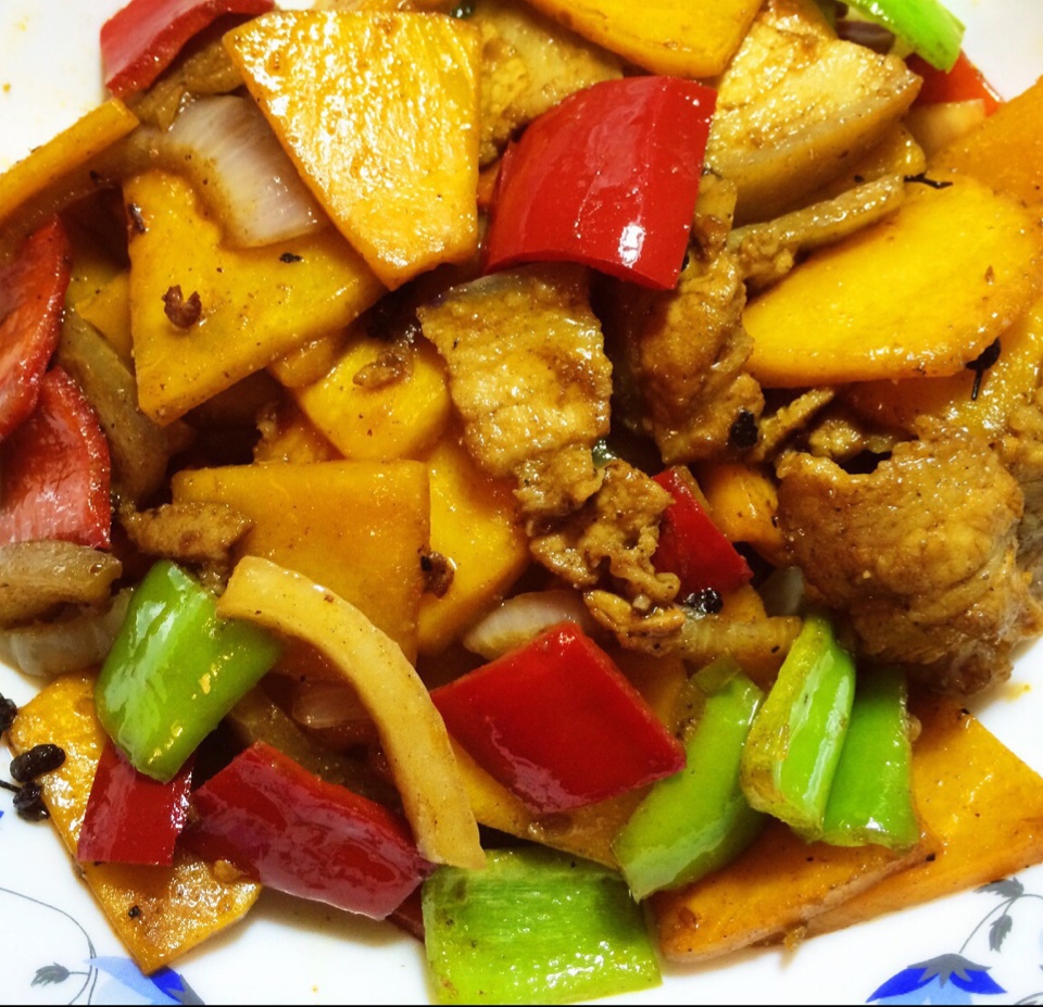 南瓜炒肉片