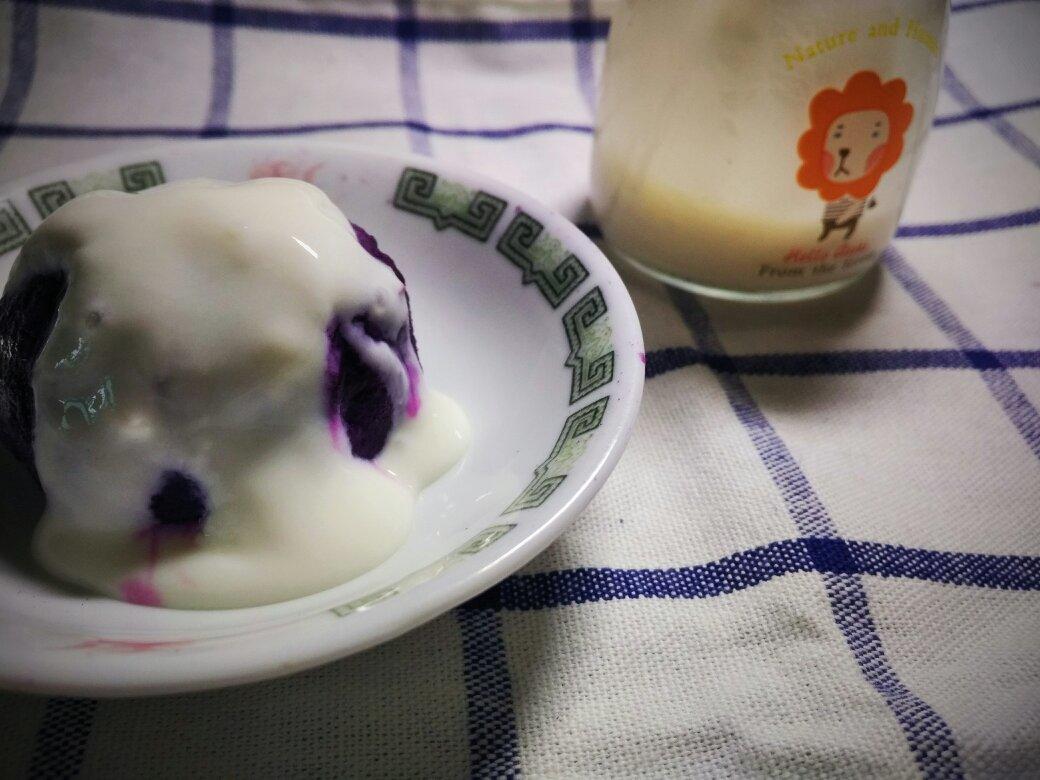 【酸奶果仁紫薯泥】简易甜点 瘦身健胃