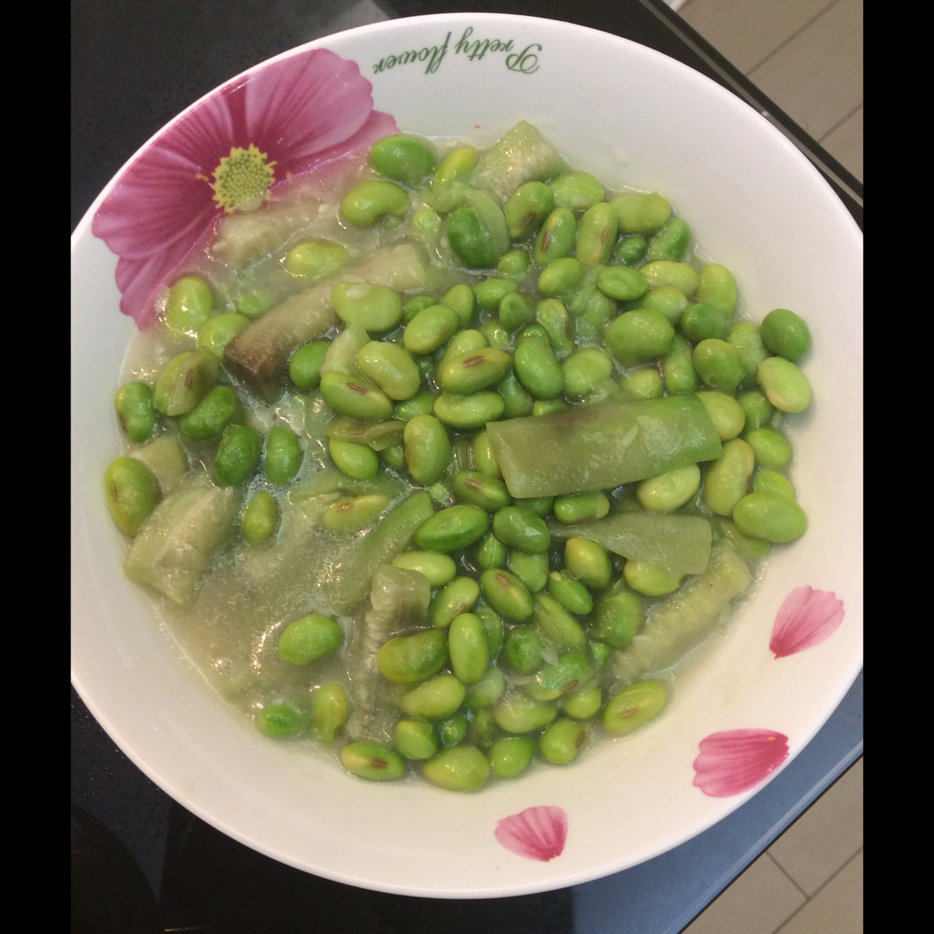 炒毛豆丝瓜