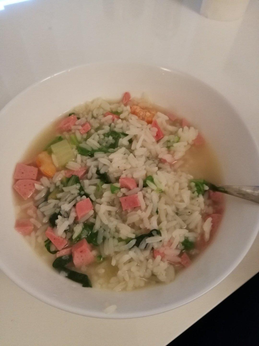 青菜香肠粥（懒人电饭锅版）