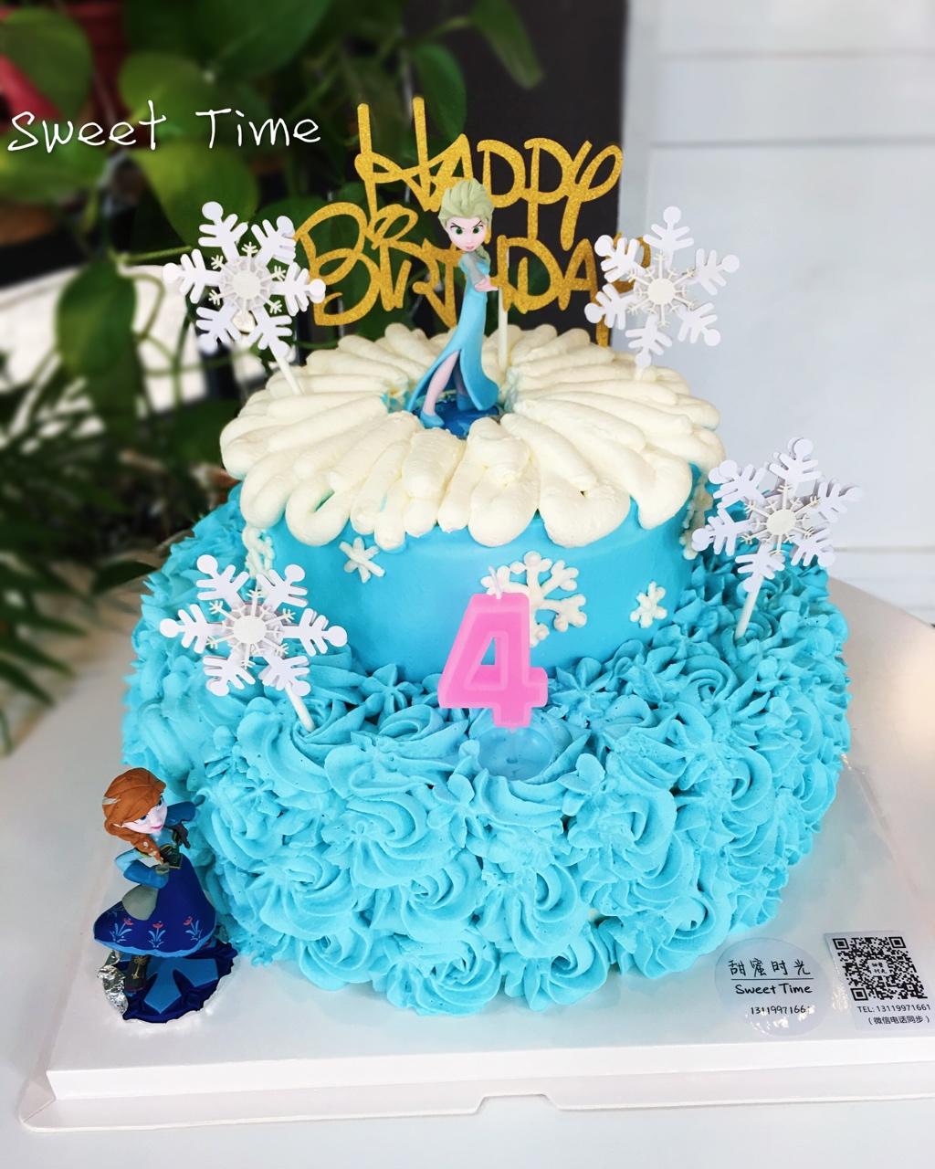 冰雪奇缘主题双层蛋糕--Frozen艾莎