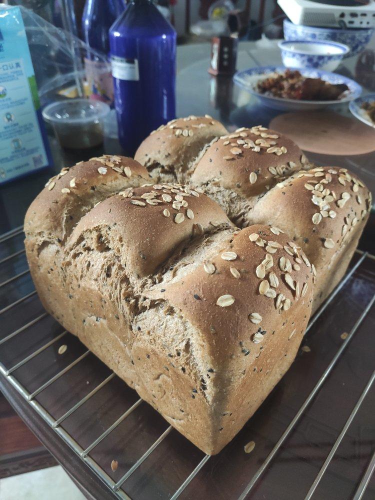 65%全麦吐司 王后粗麸/粗粒全麦粉 无奶低糖低油也可以很松软的粗粒全麦吐司