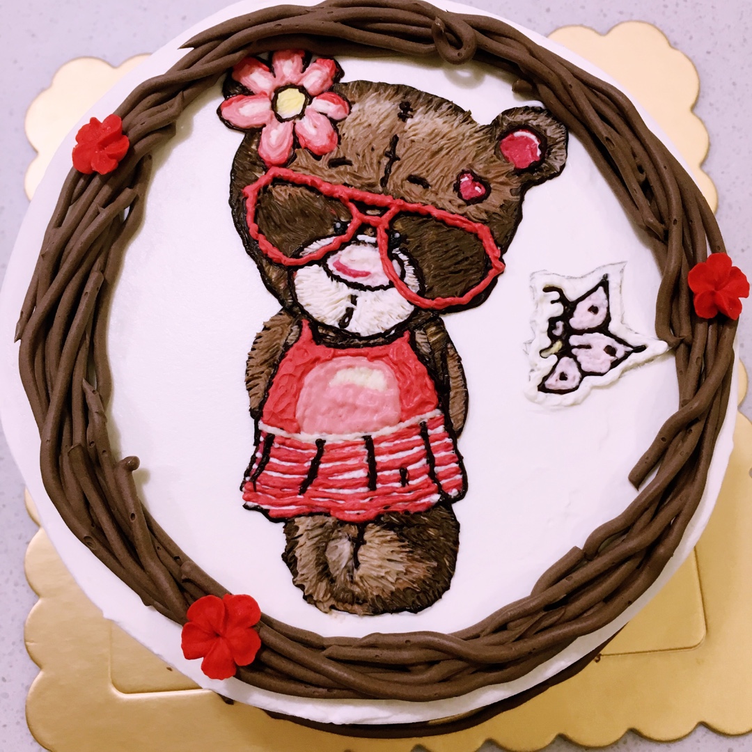 猪妈咪_azlp做的奶油霜转印蛋糕(彩铅漫画质感)