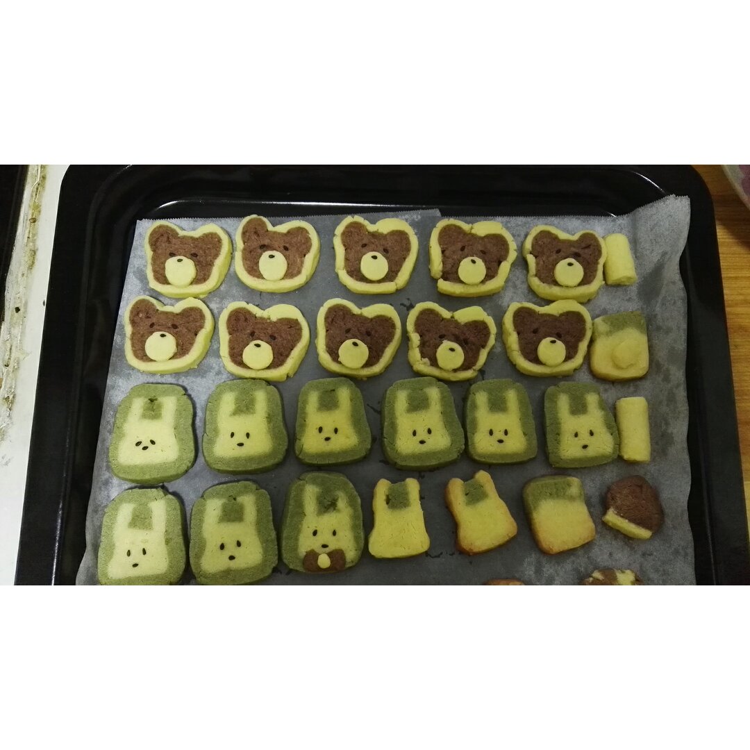 抹茶兔兔曲奇（比熊猫简单！超详细实物图+超良心手绘图）