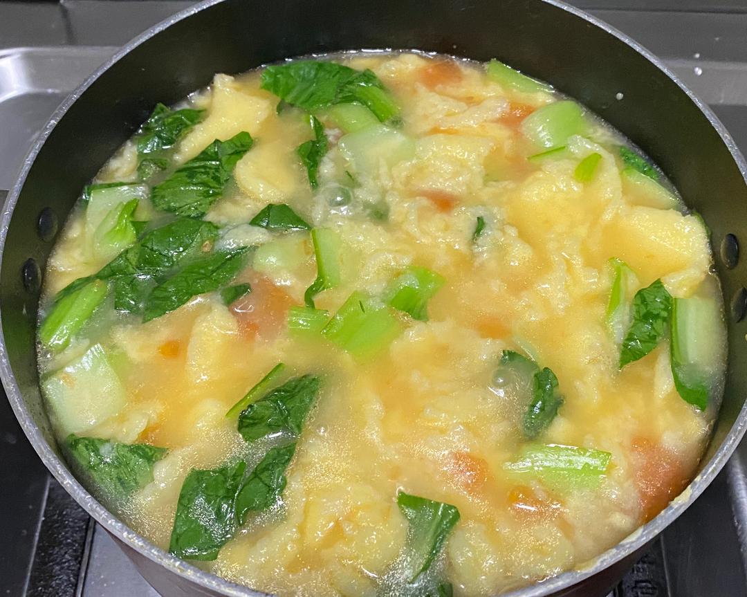 🍅🥬番茄青菜鸡蛋面糊片儿