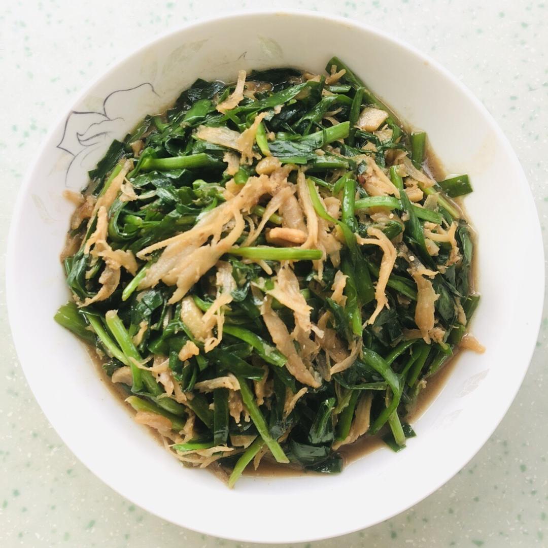 韭菜虾米炒银鱼