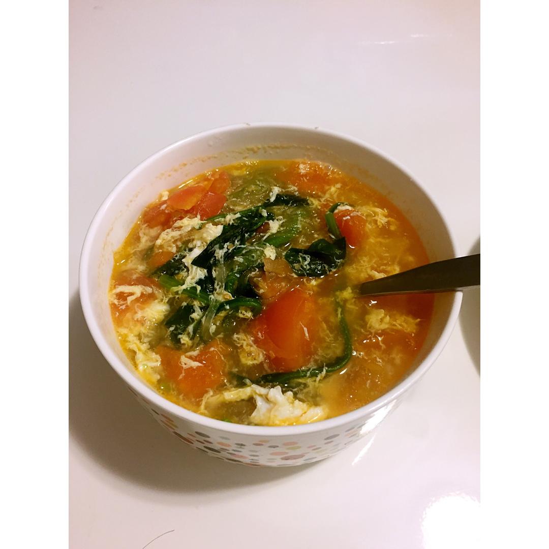 番茄鸡蛋菠菜汤
