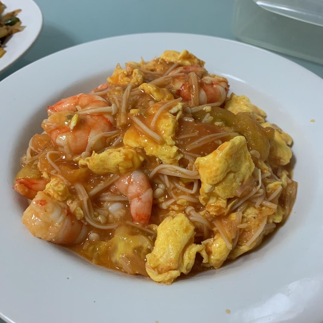 番茄金针菇炒蛋