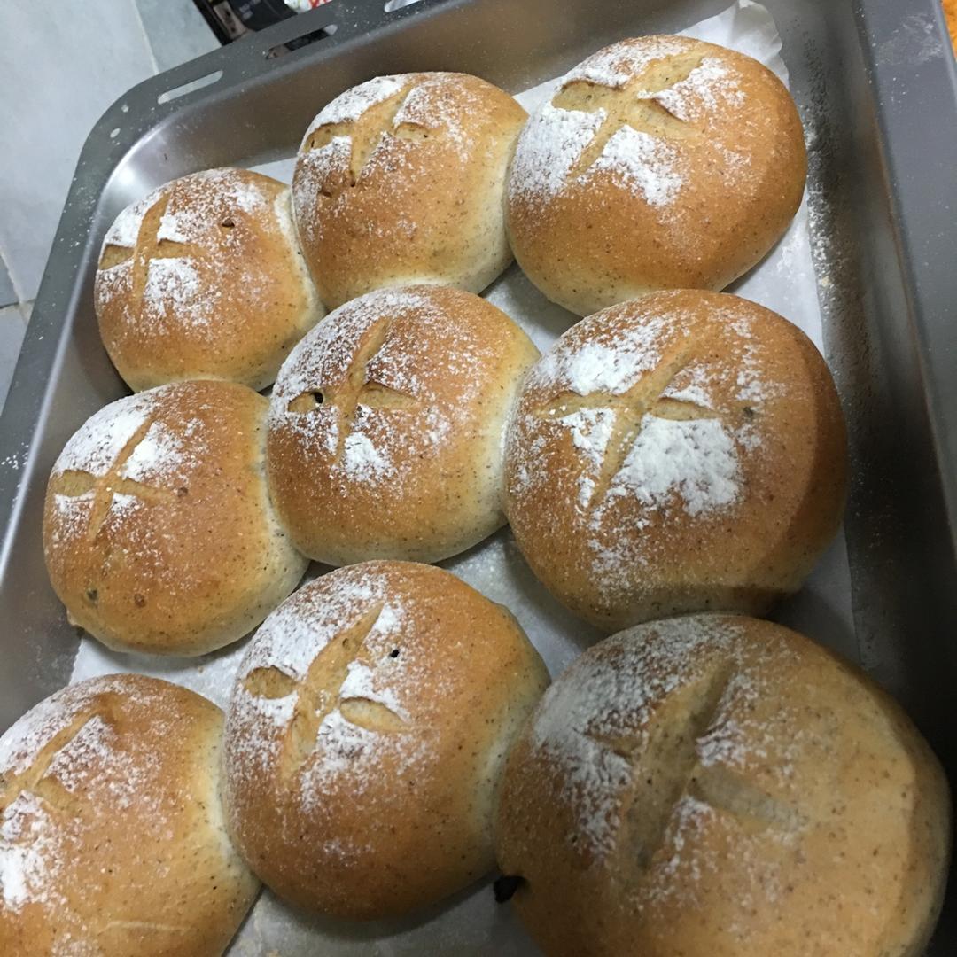 好吃的全麦小餐包（一次发酵）