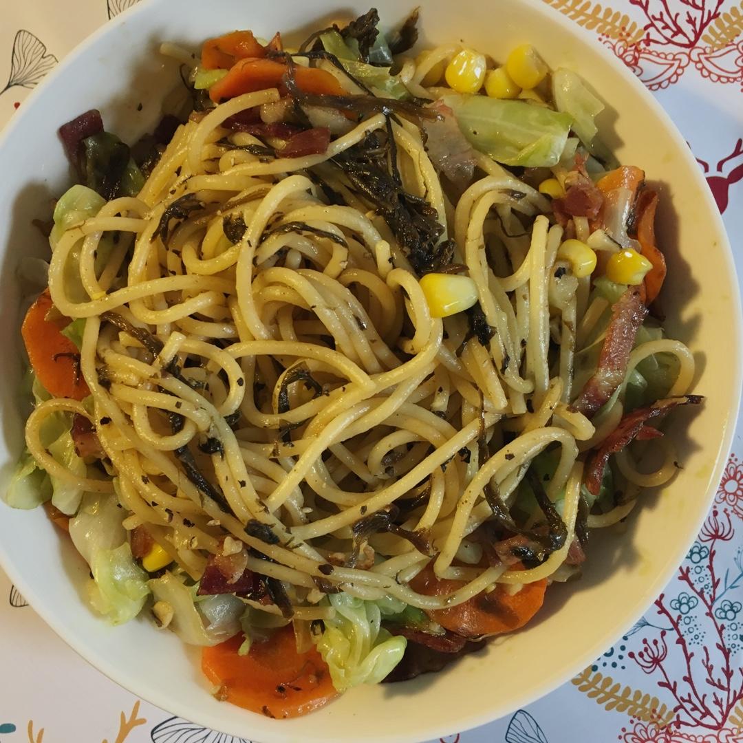 可能是最好吃系列--橄榄菜培根意面