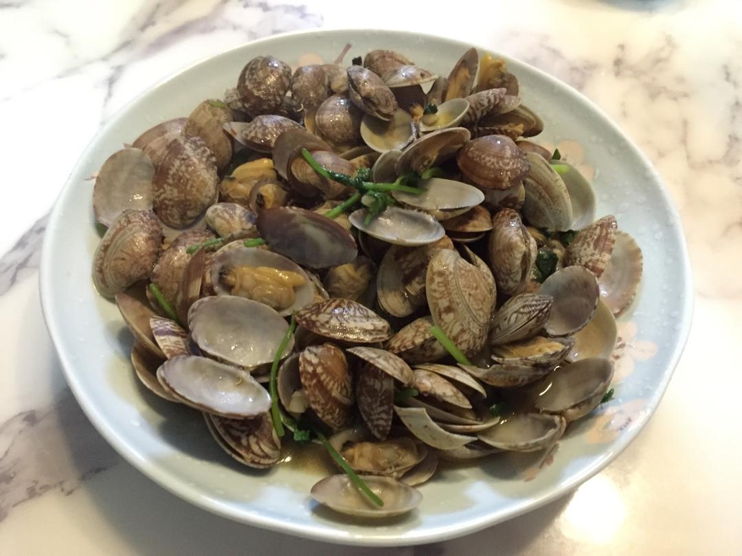 葱炒花蛤