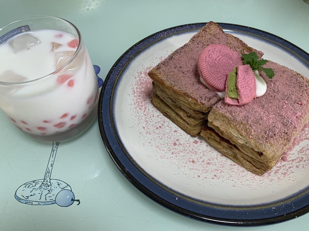 奥利奥的花式吃法              🌸樱花奥利奥酸奶吐司砖