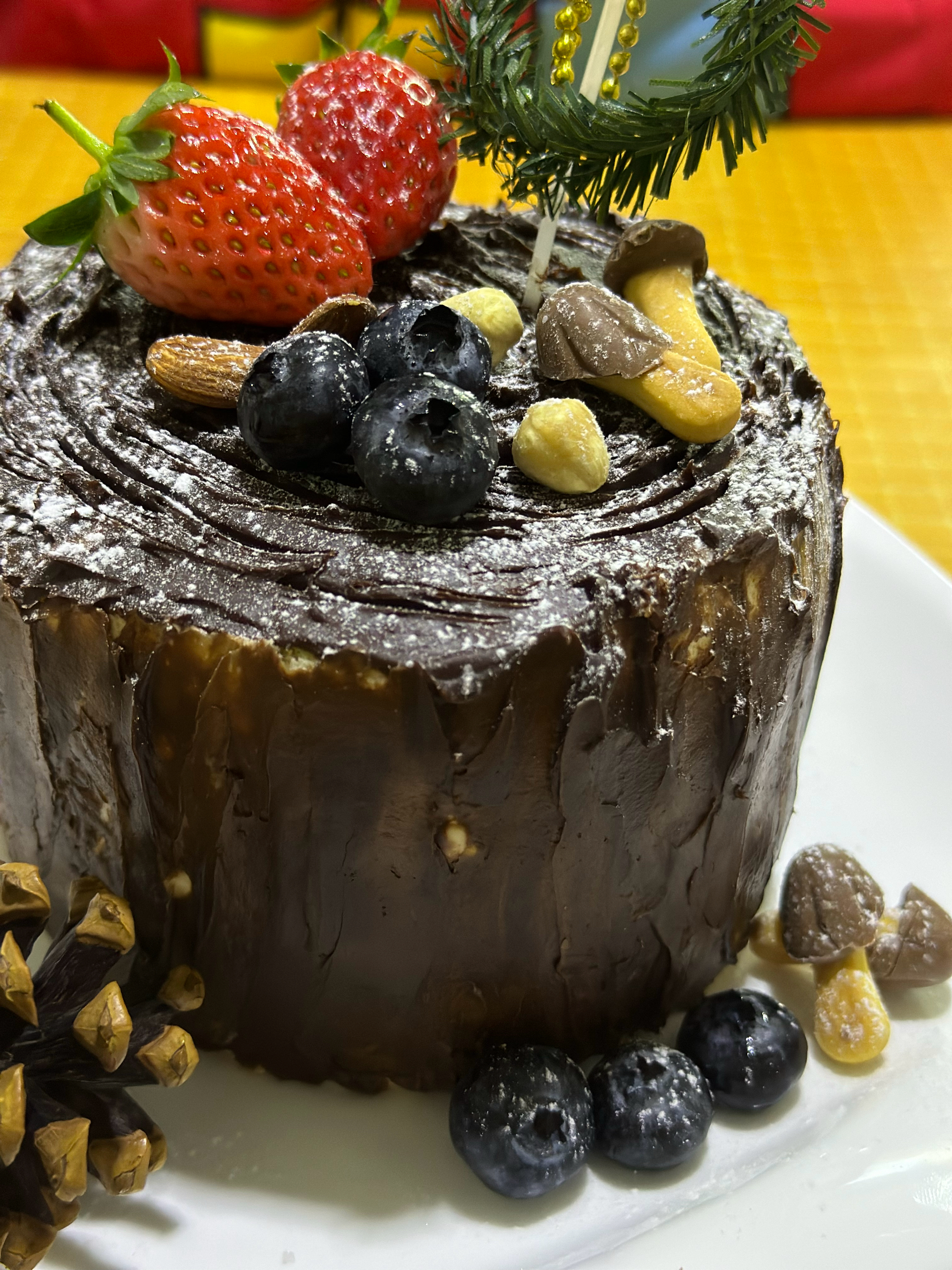 【欢乐圣诞伪树桩2.0】巧克力榛子树桩蛋糕