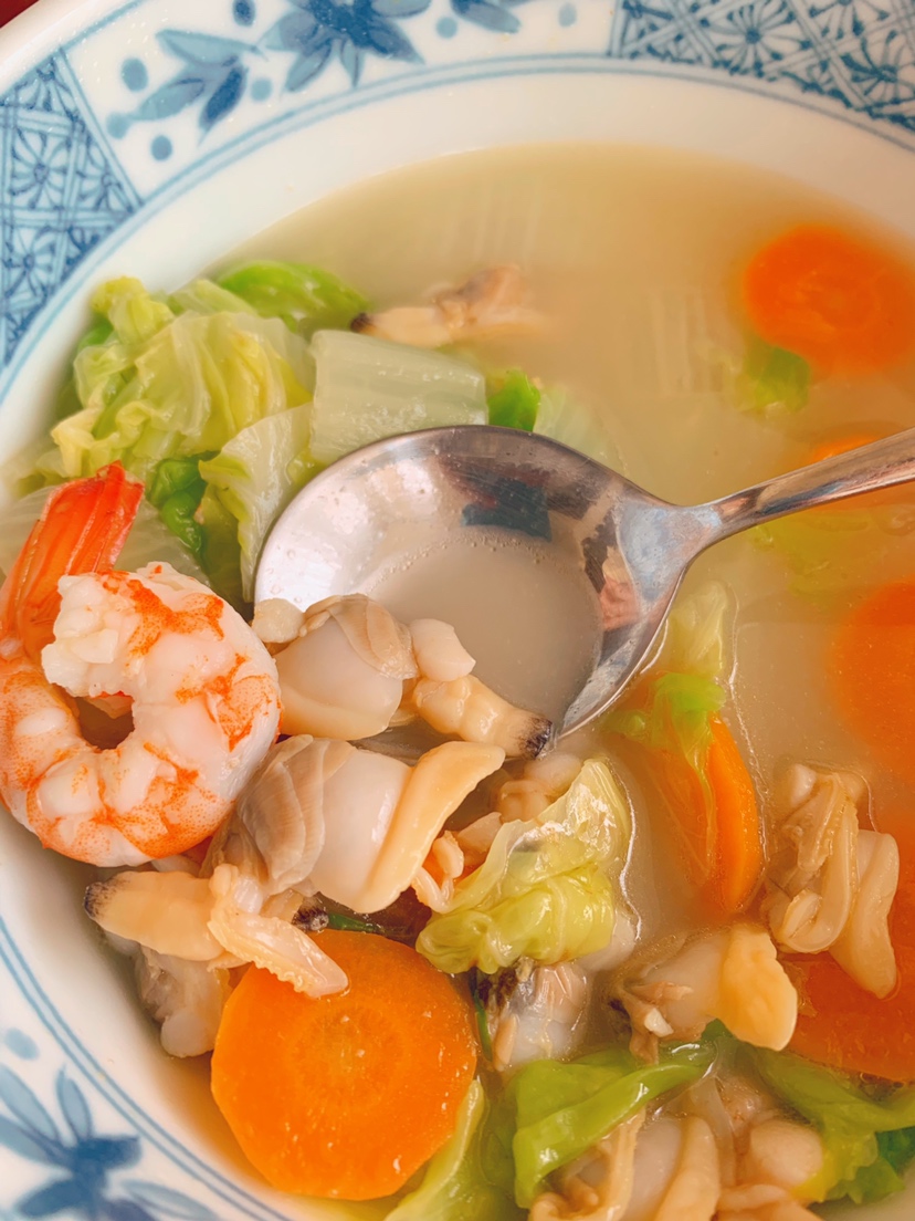 奶白菜海鲜汤的做法