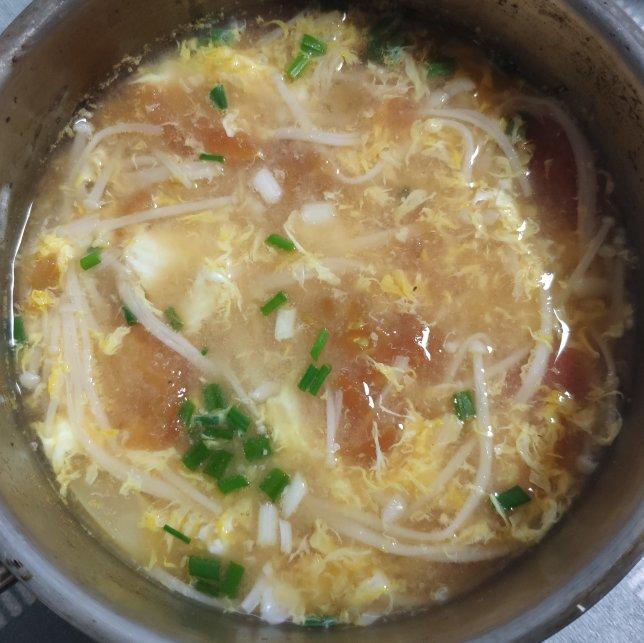 番茄金针菇鸡蛋汤