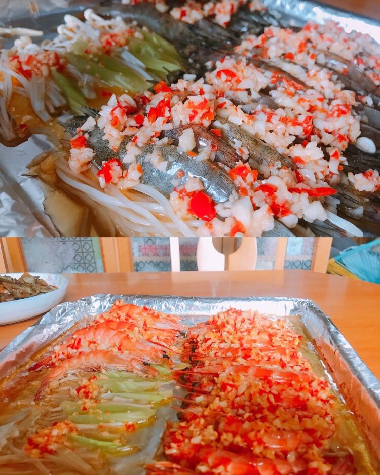 蒜蓉金针菇烤花蛤虾