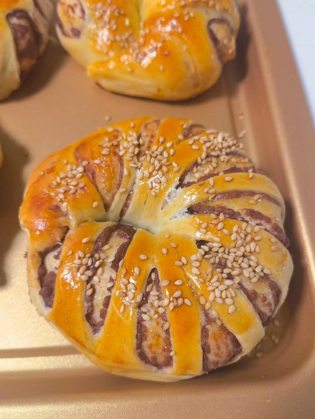 基础款豆沙面包餐包（新手一次发酵）B89