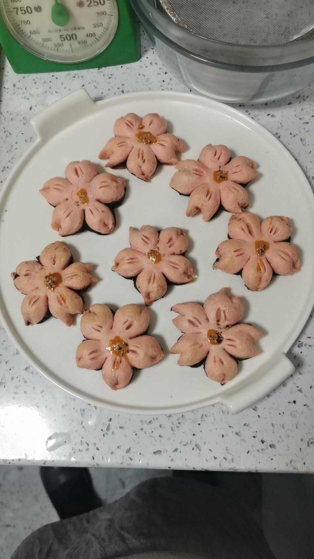 浪漫唯美樱花酥～～豆沙馅