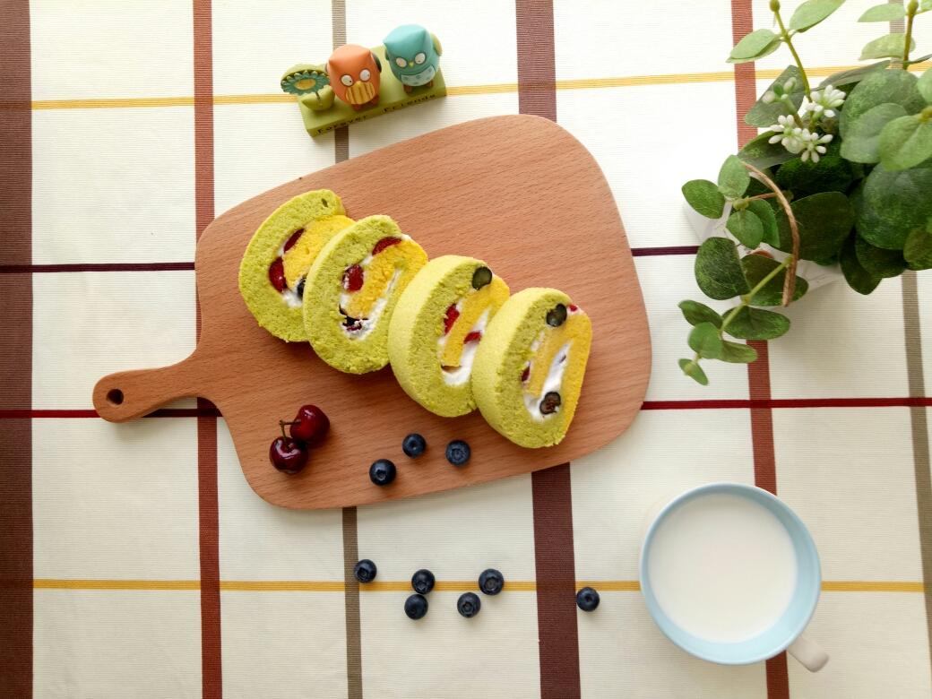 蔬果汁彩虹蛋糕卷（无油低糖）