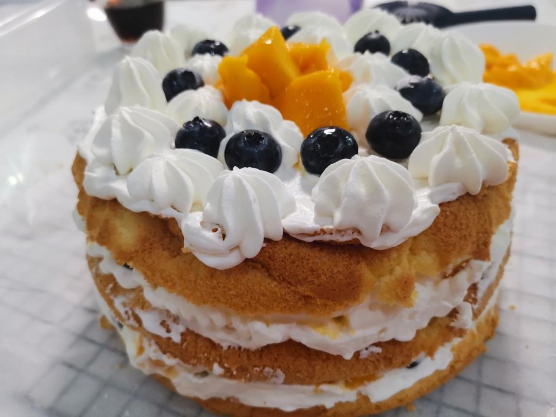 不会抹奶油也可以做的水果裸蛋糕～