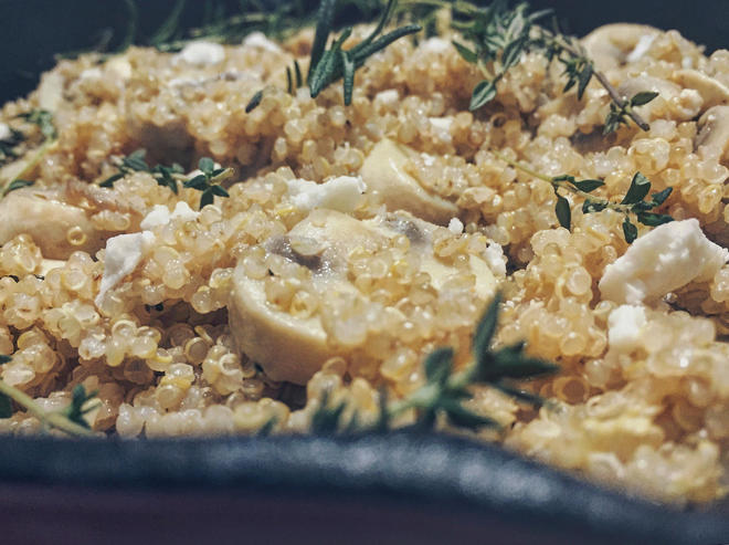 【my little nordic kitchen】香草烤蘑菇藜麦饭配山羊奶酪的做法