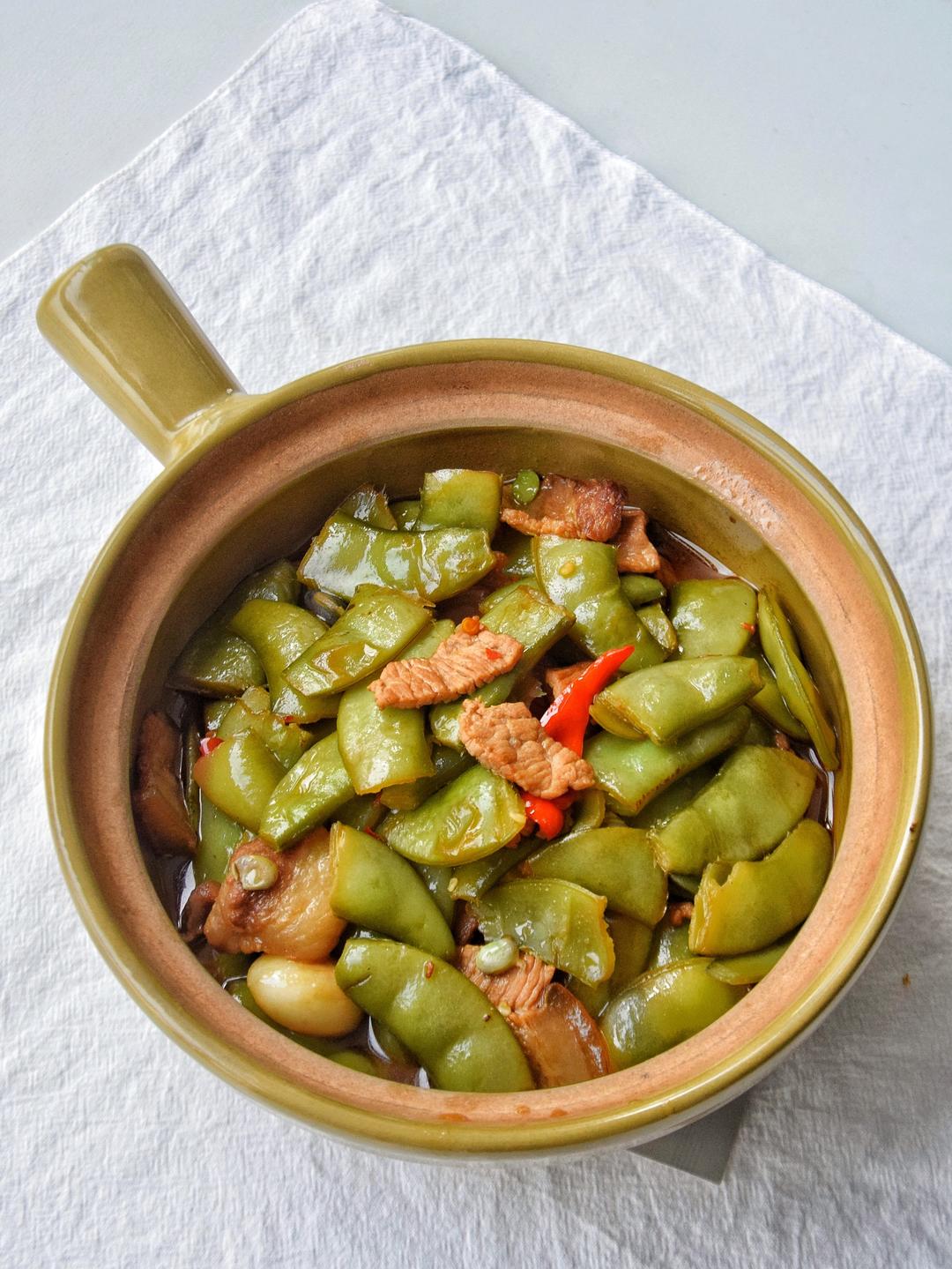 扁豆烧肉的做法