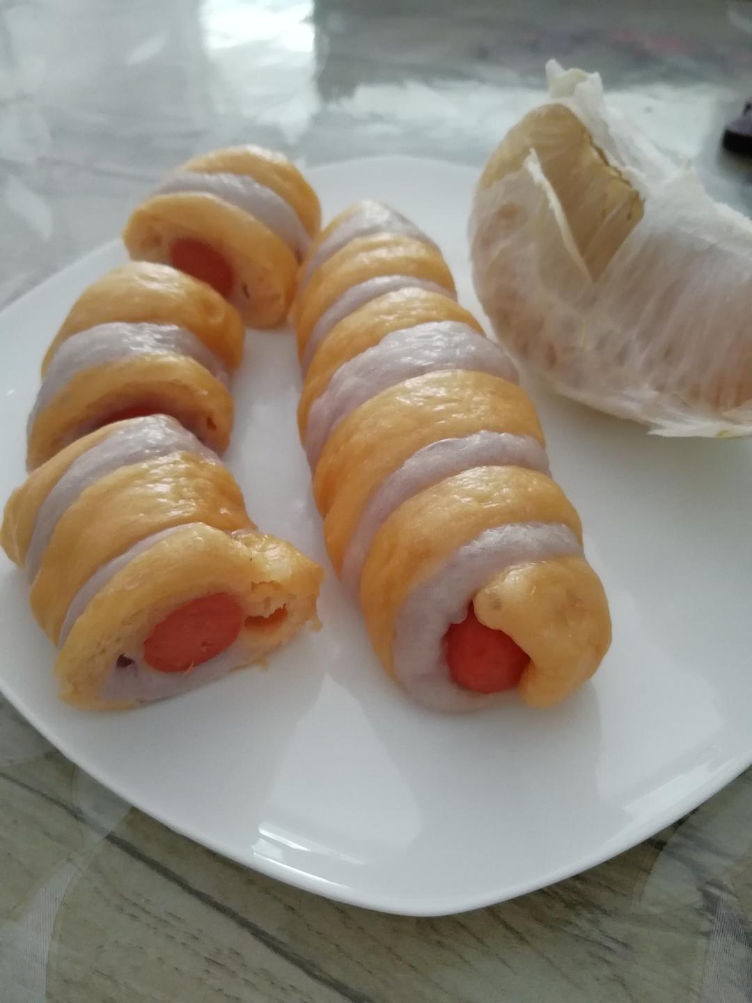 双色肠仔包（馒头，多种颜色）