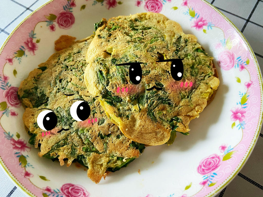 芹菜叶鸡蛋饼～低脂减肥蔬菜饼