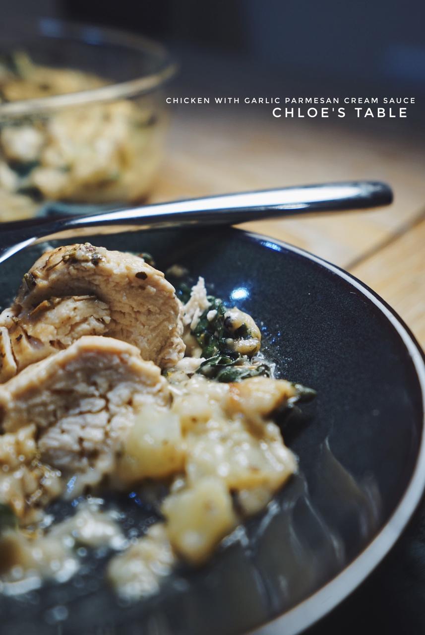 Chicken with garlic Parmesan cream sauce蒜香帕玛森鸡胸