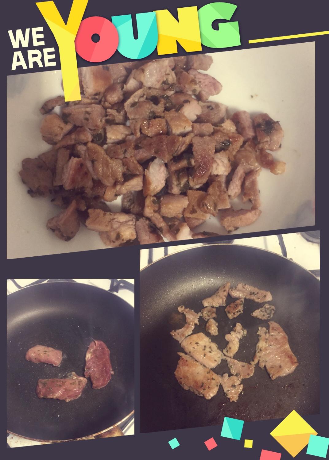香煎猪颈肉焖饭（电饭锅焖饭）的做法 步骤2