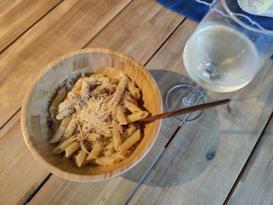 奶油蘑菇培根意大利面