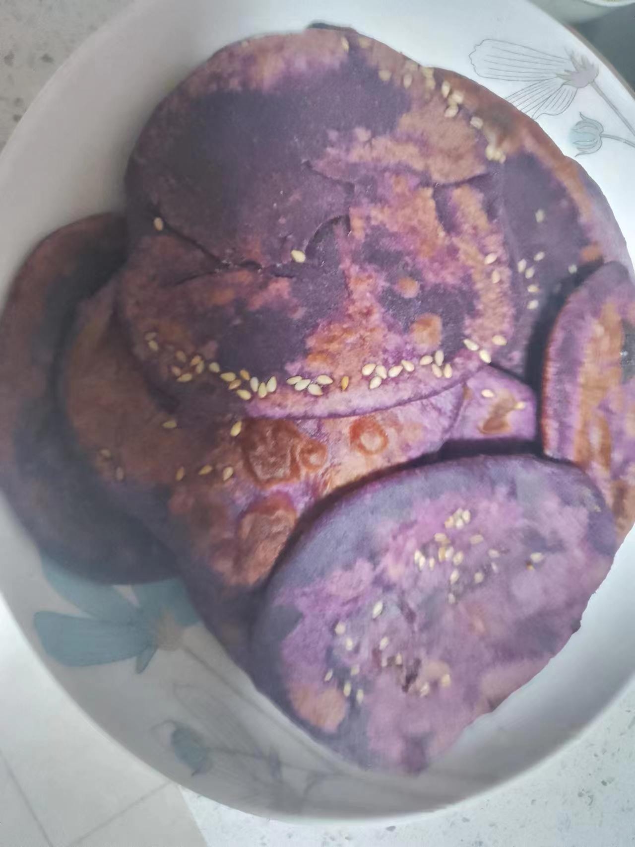 不用炸  比南瓜饼好吃的紫薯饼