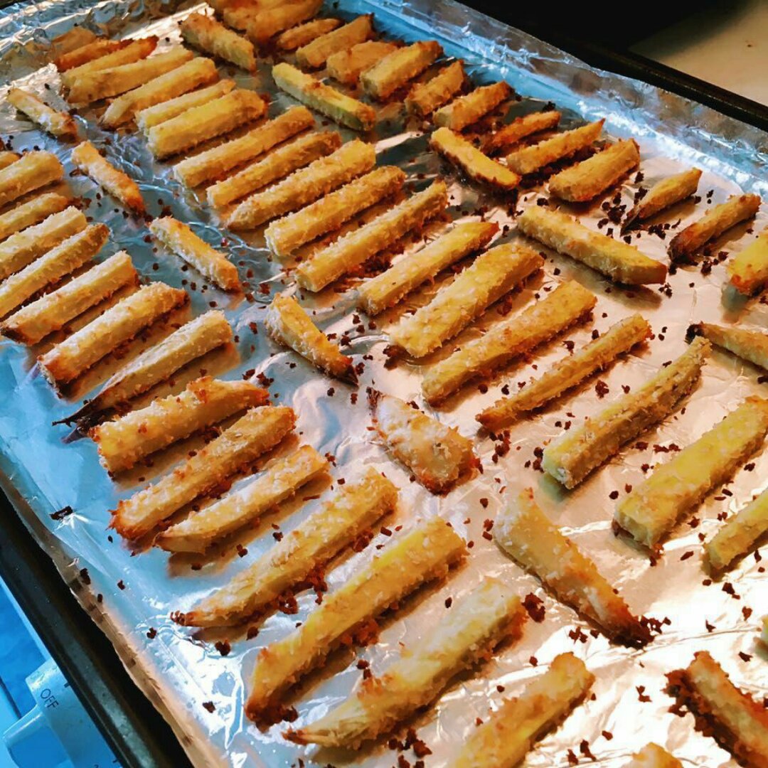 椰蓉烤红薯条（健康夜宵）