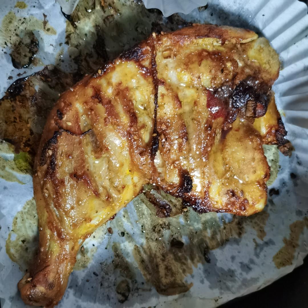 奥尔良大鸡腿空气炸锅我能吃一只