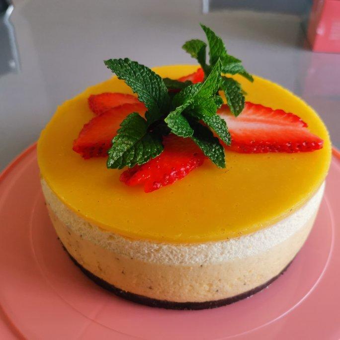 免烤箱6寸芒果慕斯蛋糕（有镜面）