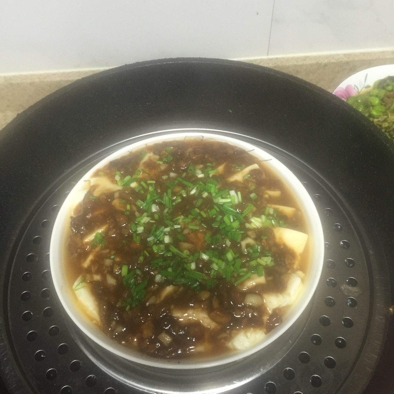 香辣肉末蒸豆腐